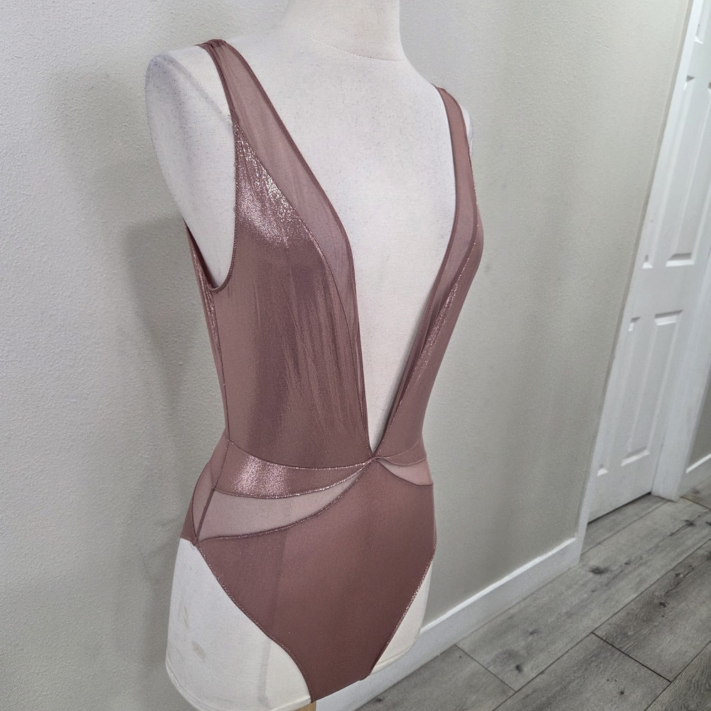 Victoria's Secret Sheer Plunge Bodysuit in Dusty Rose - Picture 4 of 8